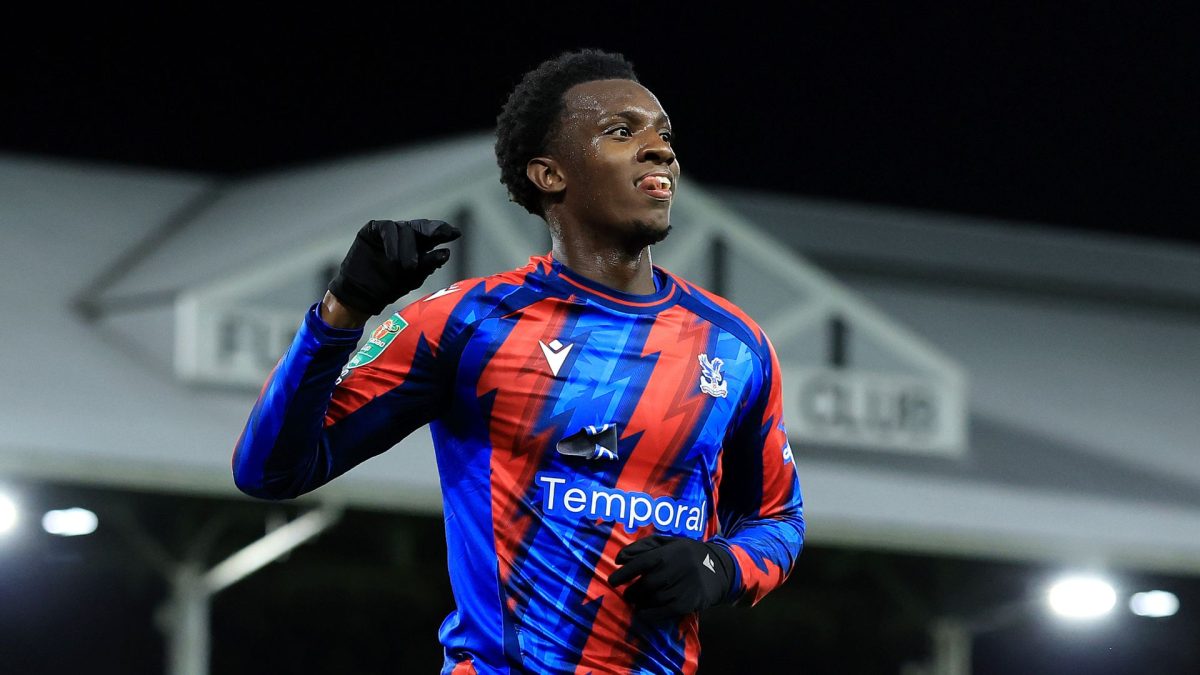 Eddie Nketiah in action for Crystal Palace during the Carabao Cup win at Fulham