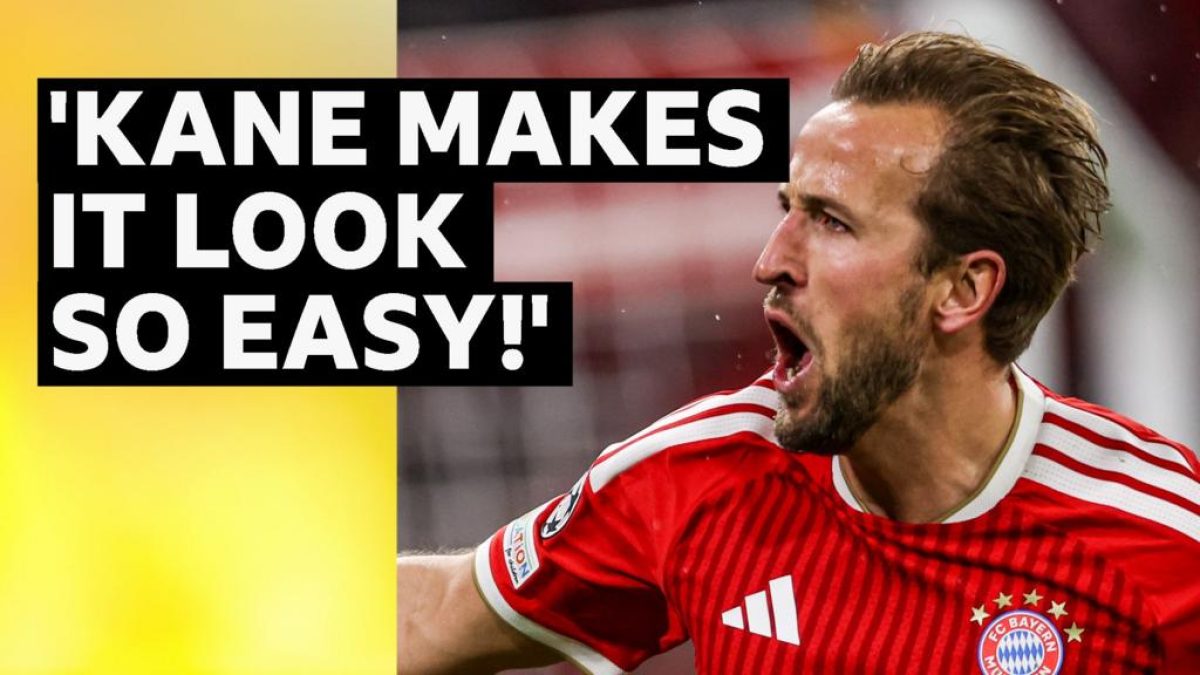 Harry Kane playing for Bayern Munich.