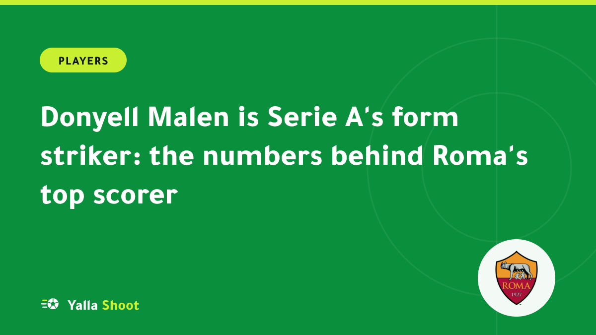 Illustrated cover of AS Roma forward Donyell Malen celebrating a Serie A goal