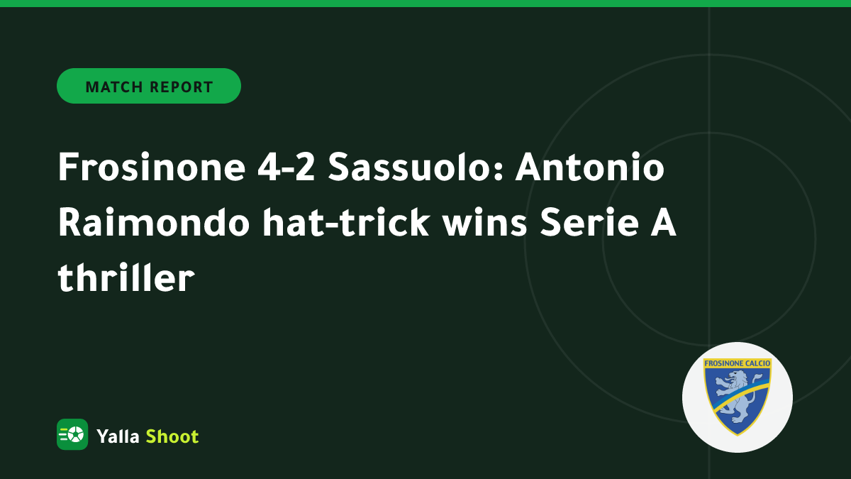 Illustrated cover of a Frosinone striker celebrating a hat-trick against Sassuolo in Serie A