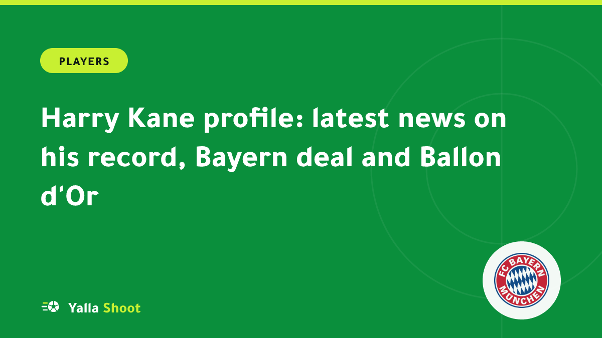 Illustrated cover of Harry Kane celebrating a goal in Bayern Munich colours with a 100 graphic behind him