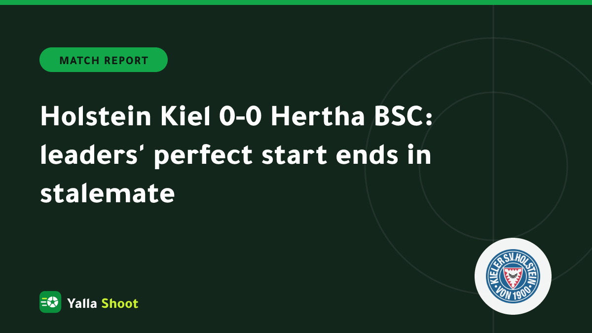 Illustrated cover of Holstein Kiel and Hertha BSC players in a goalless 2. Bundesliga match at the Holstein-Stadion