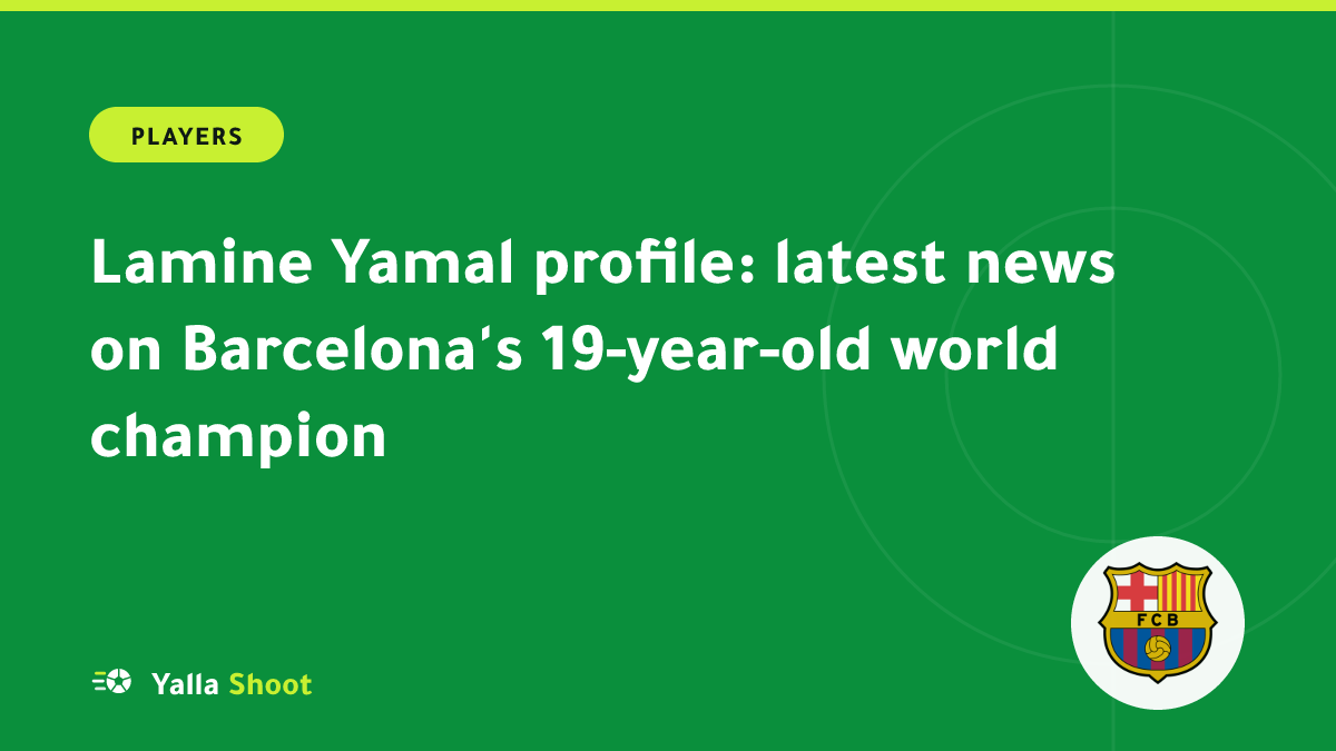 Illustrated cover of a young left-footed Barcelona winger dribbling, with a World Cup trophy and Ballon d'Or motif