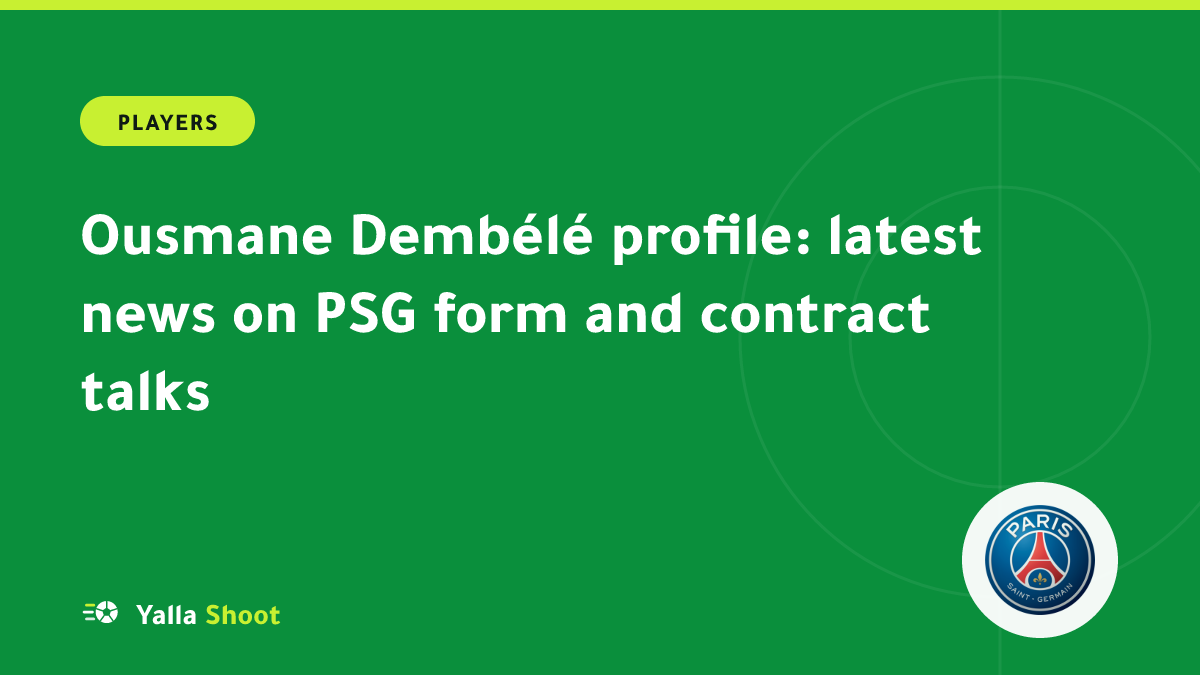 Illustrated cover of Ousmane Dembélé in PSG's No. 10 shirt dribbling under Champions League floodlights