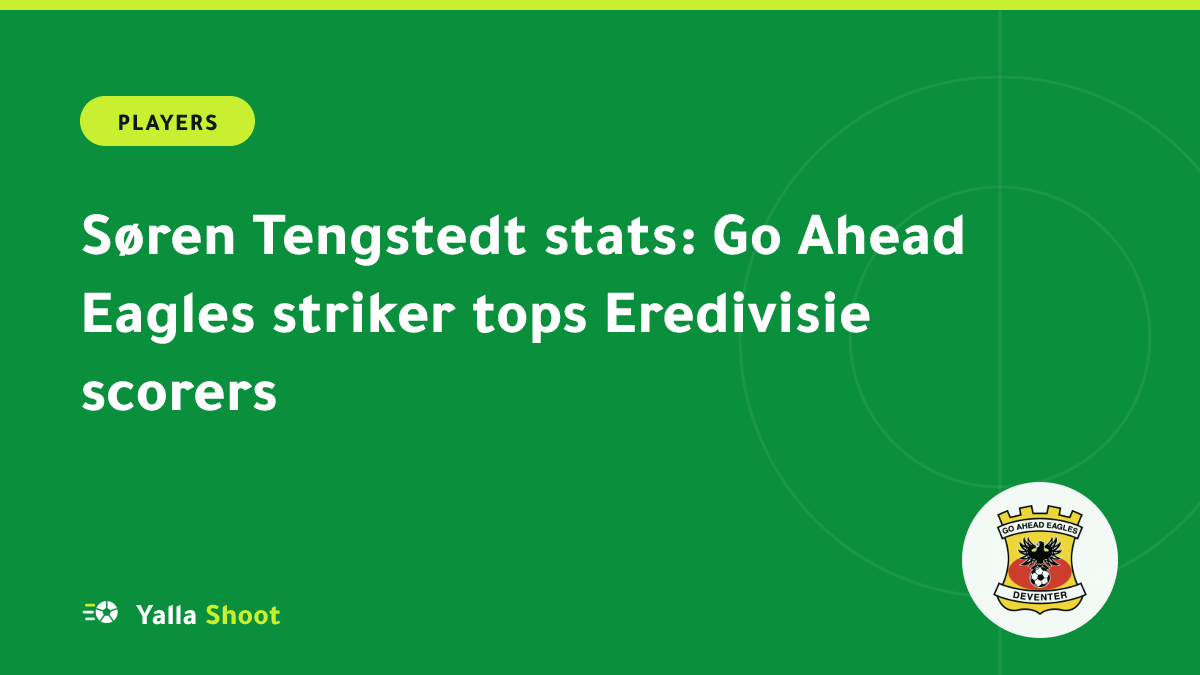 Illustrated cover of a striker celebrating a goal in a Dutch stadium, representing Søren Tengstedt's Eredivisie scoring form
